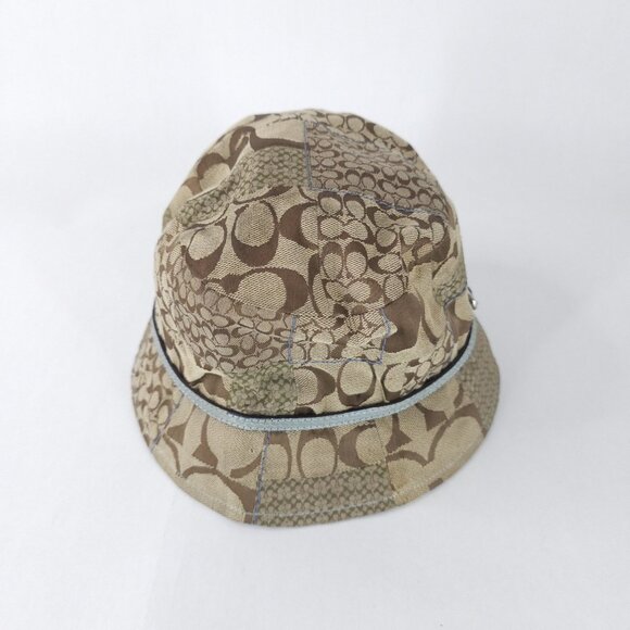 Coach Hat Cap Strap Back Patchwork Signature Canvas Brown Belt Detail M/L Womens - Picture 1 of 8